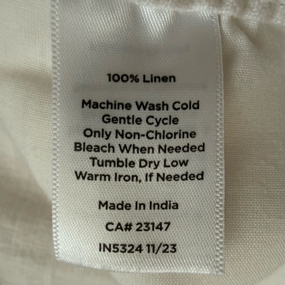 Talbots 100% Linen Nantucket Wide Leg Pants Crisp White Pull On Elastic Waist L - Picture 5 of 14